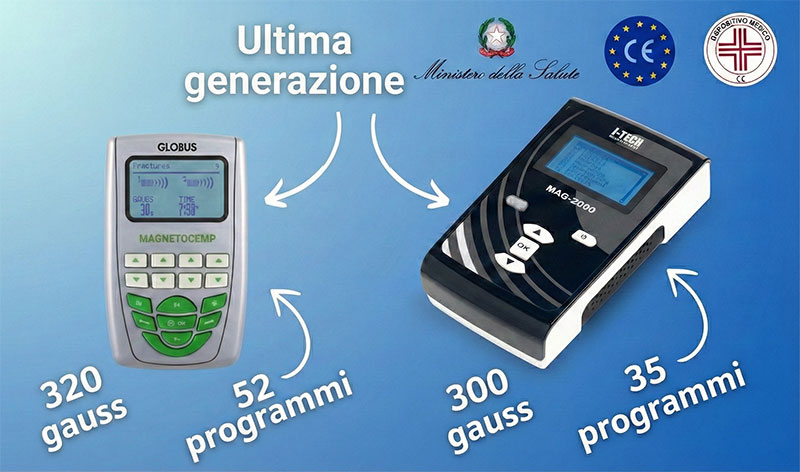 due macchine per magnetoterapia domiciliare mag 2000 e globus 2500