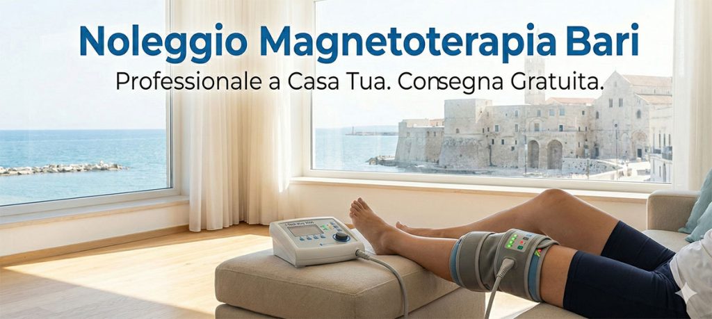 Noleggio magnetoterapia professionale a domicilio a Bari: paziente mentre effettua la terapia comodamente a casa con vista mare