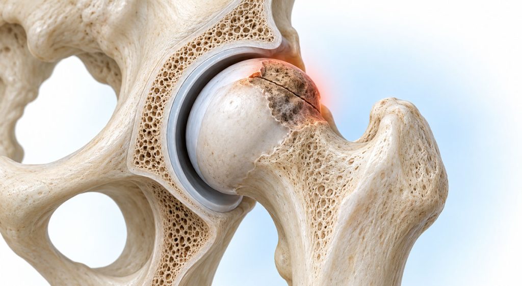 Osteonecrosi della testa del femore: area di osso necrotico con frattura subcondrale